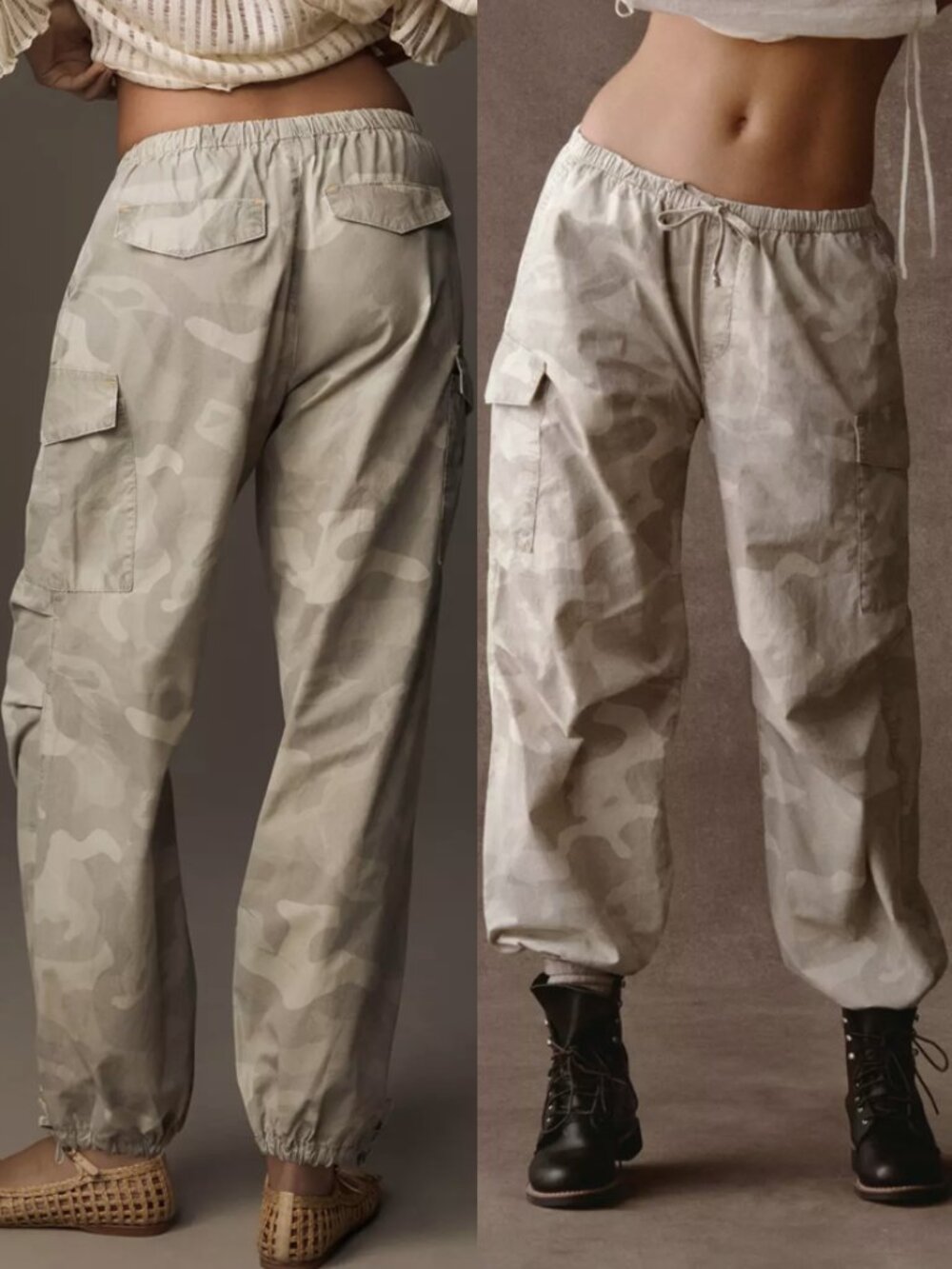 Pilcro Camo Parachute Pants Cargo Pockets Cotton Large